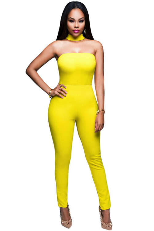 SULTRY STRAPLESS CHOKER DETAIL JUMPSUIT