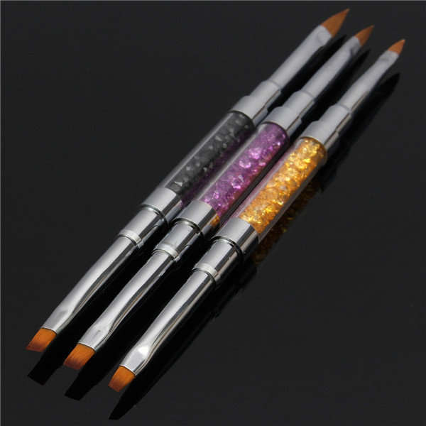 Dual-head Acrylic French Nail Art UV Gel Brush DIY Painting