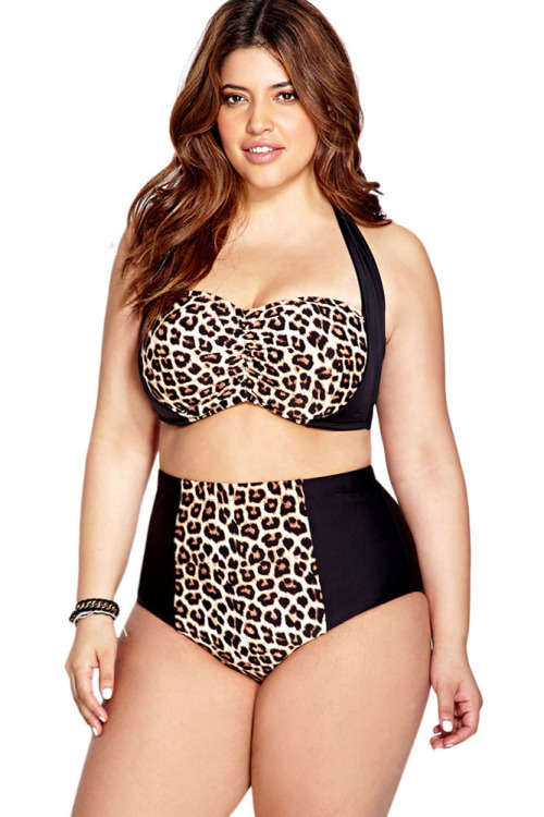 **PLUS SIZE** TRENDY LEOPARD PRINT HIGH WAIST BIKINI