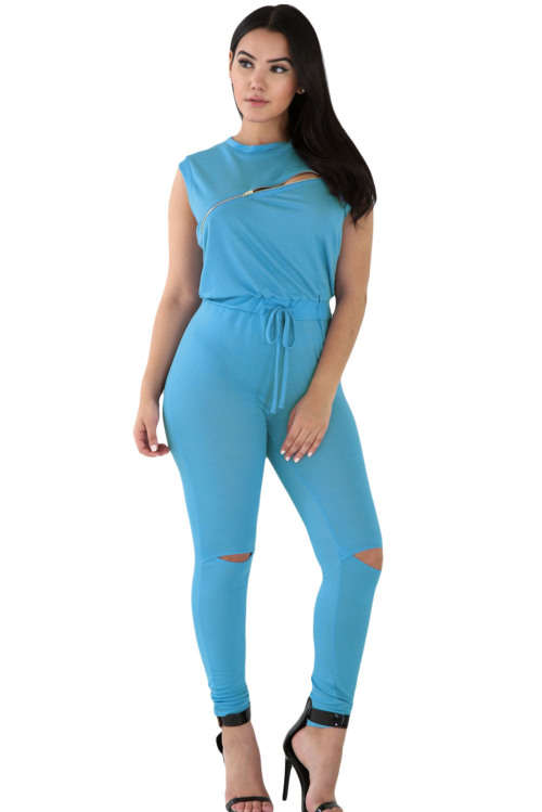 TRENDY ZIP FRONT DETAIL JUMPSUIT
