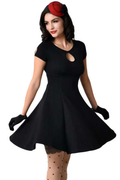 SEXY SOLID COLOUR RETRO FLARE DRESS