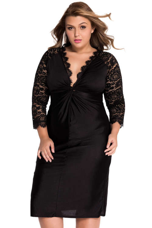 **PLUS SIZE** LOVELY LACE DETAIL COCKTAIL DRESS