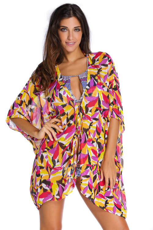 PRETTY COLOUR LEAVES PRINT BEACH COVER