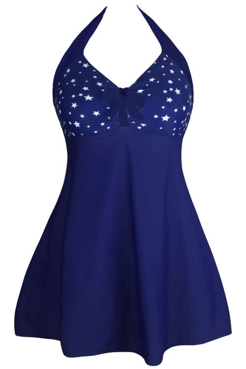Stars Padded Underwire All In One Swimdress One Piece Swimsuit Costume Swimwear Small Plus Size