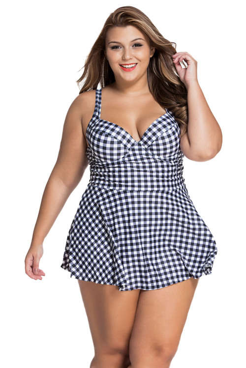 **PLUS SIZE** PRETTY PUSH UP SKIRT TOP TANKINI