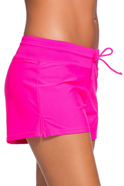 Pink Wide Elastic Waist Swimsuit Bottoms Shorts Sport Active Swimwear Beachwear Small to Plus Size