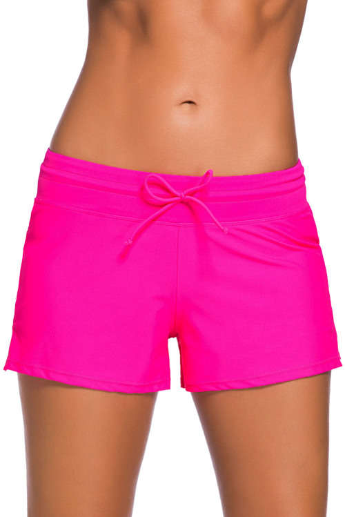 Pink Wide Elastic Waist Swimsuit Bottoms Shorts Sport Active Swimwear Beachwear Small to Plus Size