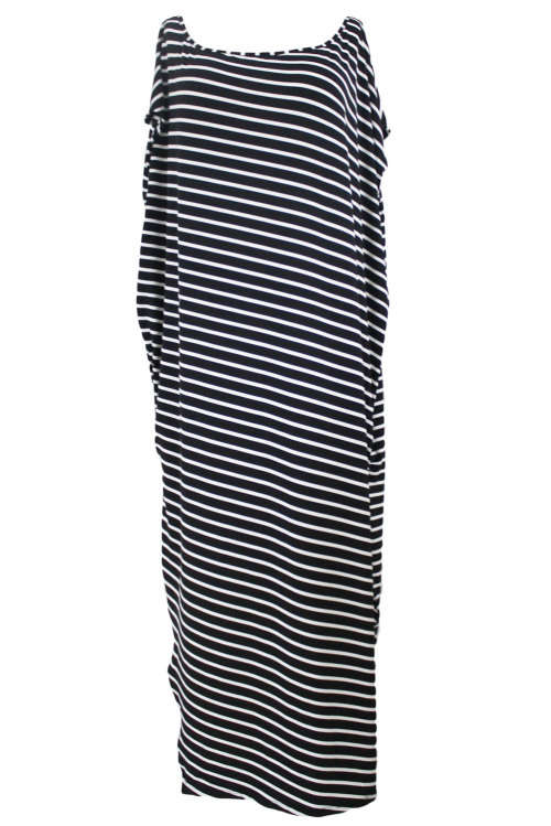 Black White Stripes Off Shoulder Asymmetric Maxi Dress Beach Summer Casual Wear