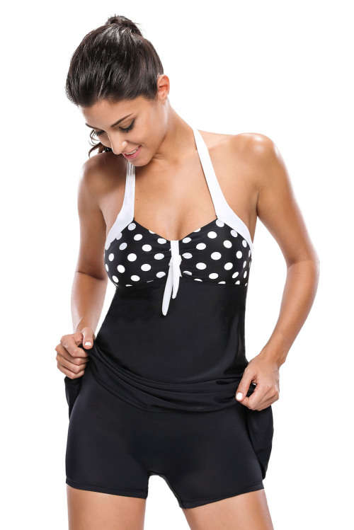 LOCAL STOCK Dot Padded All In One Swimdress One Piece Swimsuit Costume Swimwear Small Plus Size