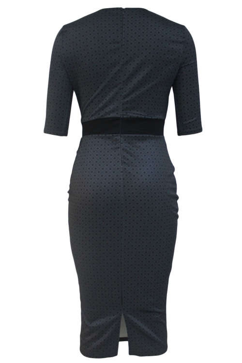 Diamond Print Half Sleeve Midi Dress Formal Cocktail Party Night Club Evening Wear