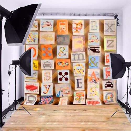3x5ft Alphabet Picture Board Children Photography Vinyl Background Studio Equipment