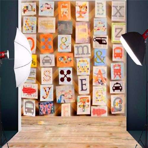 3x5ft Alphabet Picture Board Children Photography Vinyl Background Studio Equipment