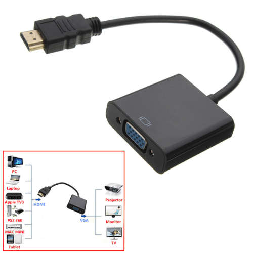 HDMI Male to VGA With Audio HD Video Cable Wire Converter Adapter