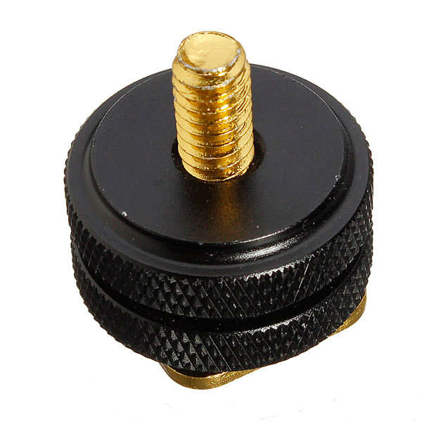 1/4 Inch Dual Gold Nuts Tripod Mount Screw To Camera Hot Shoe Adapter