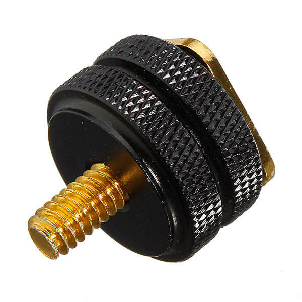 1/4 Inch Dual Gold Nuts Tripod Mount Screw To Camera Hot Shoe Adapter