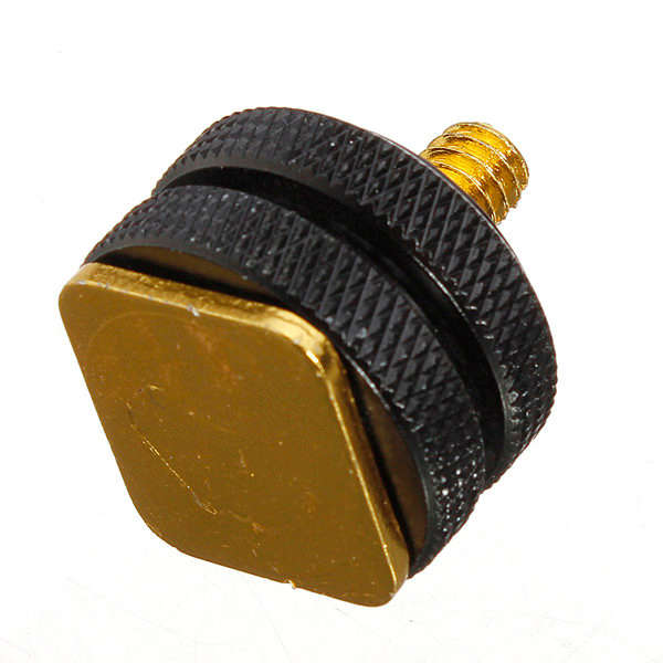1/4 Inch Dual Gold Nuts Tripod Mount Screw To Camera Hot Shoe Adapter