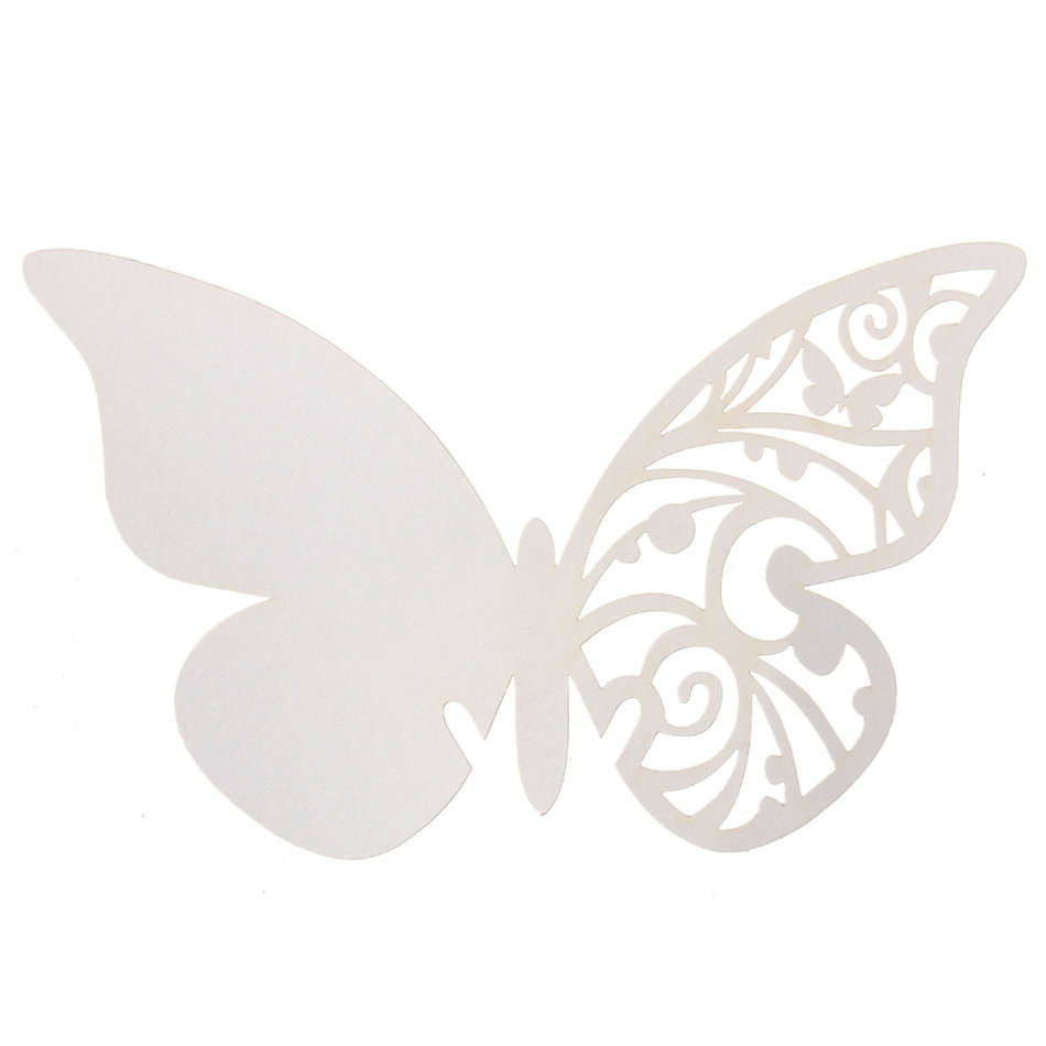 50Pcs Butterfly Wedding Name Place Cards Wine Glass Laser Cut Pearlescent Card Party Accessories