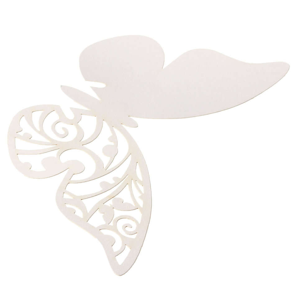 50Pcs Butterfly Wedding Name Place Cards Wine Glass Laser Cut Pearlescent Card Party Accessories