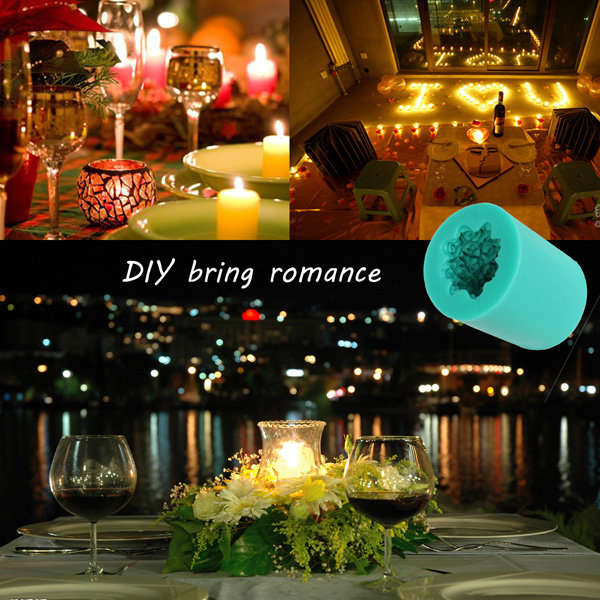 Silicone Rose Flower Candle Mold Soap Mould Cylinder Wedding DIY Baking Molds