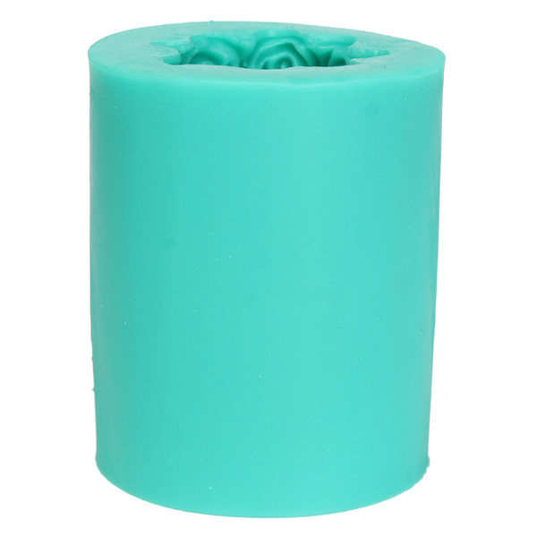 Silicone Rose Flower Candle Mold Soap Mould Cylinder Wedding DIY Baking Molds