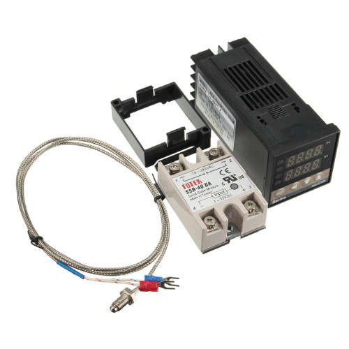 100-240V Digital PID Temperature Controller + 40A SSR + K Thermocouple Sensor