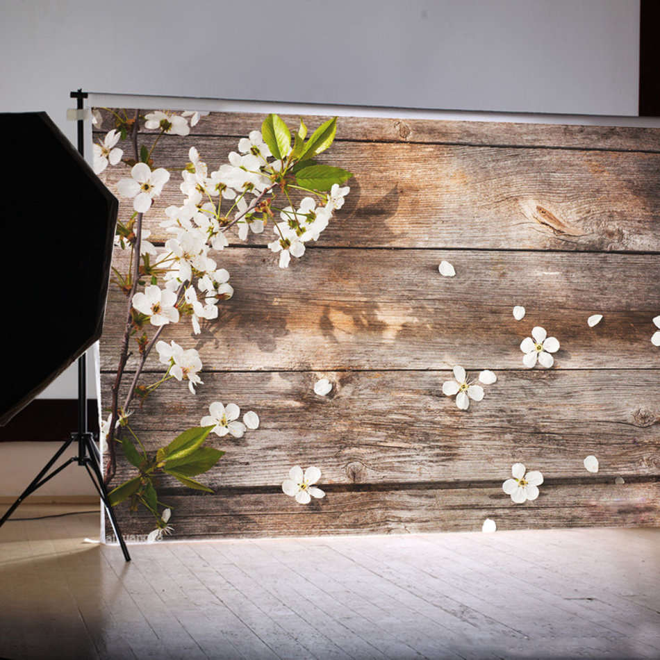 5x3FT Wood Floor Photography Backdrop Attractive Flower Background Studio Props