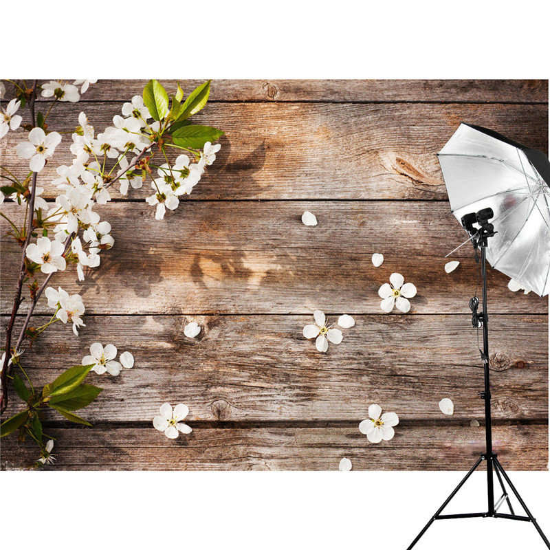 5x3FT Wood Floor Photography Backdrop Attractive Flower Background Studio Props
