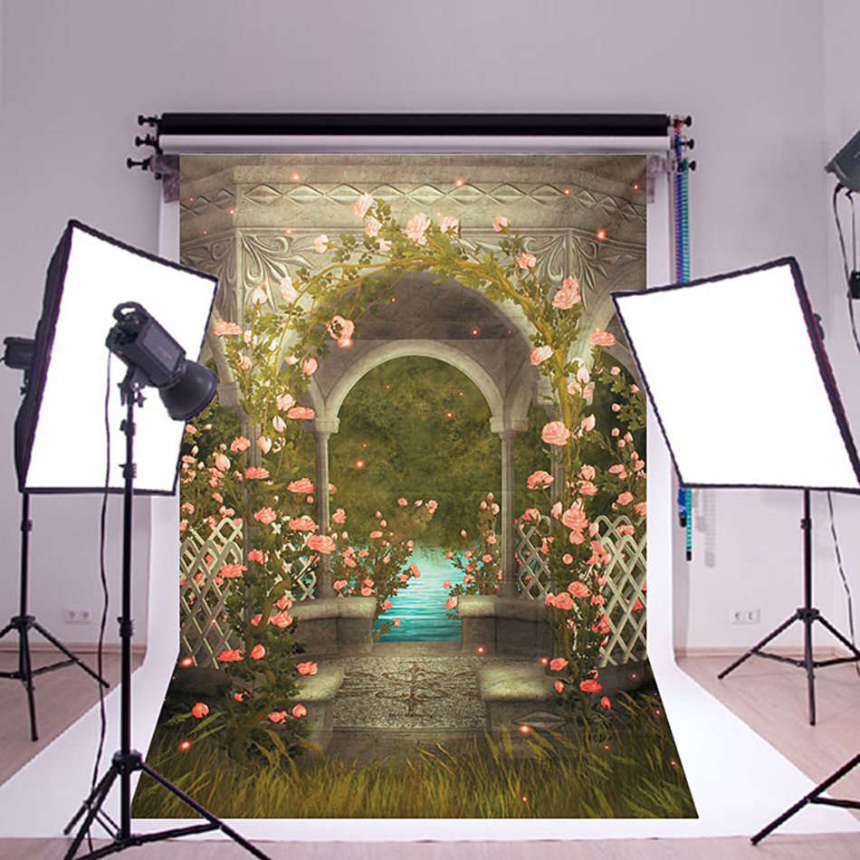 5x7FT Castle Photography Background Wedding Photo Studio Vinyl Backdrop Flowers