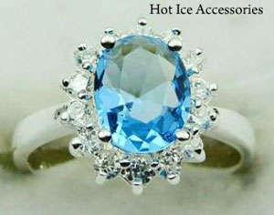 **INTERNATIONAL POSTAGE** HALLMARKED 925 STERLING SILVER SIMULATED BLUE TOPAZ RING