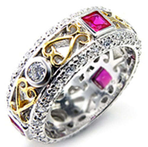 **INTERNATIONAL SHIPPING** 18K WHITE PLATED SIMULATED RUBY RING*NO COMBINED SHIPPING