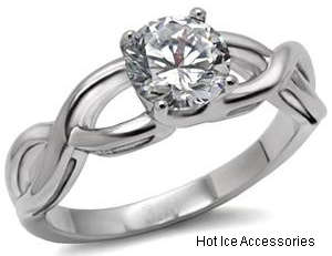 **INTERNATIONAL POSTAGE**STAINLESS STEEL SIMULATED DIAMOND RING