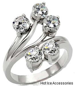 **INTERNATIONAL POSTAGE**STAINLESS STEEL SIMULATED DIAMOND RING