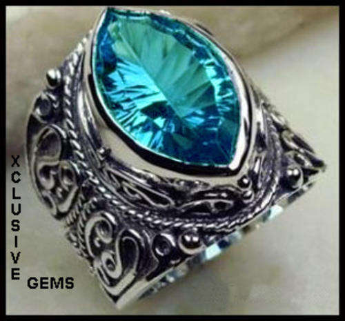 **In Stock** STERLING SILVER HALLMARKED SIMULATED BLUE TOPAZ RING