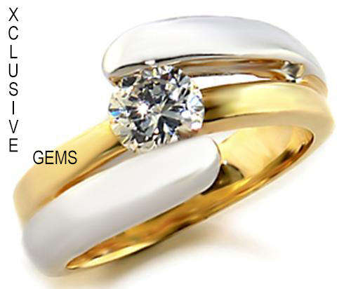 * R35 POSTAGE* 18K YELLOW GOLD PLATED SIMULATED DIAMOND LADIES RING