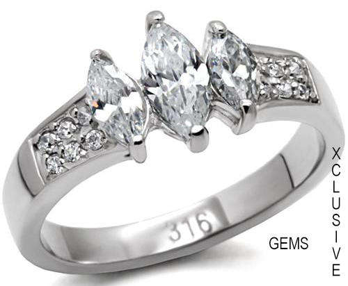 **** STAINLESS STEEL SIMULATED DIAMOND RING