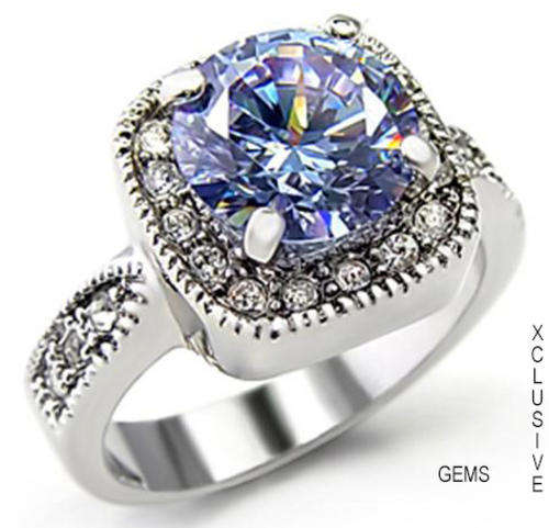 * R35 POSTAGE* 18K WHITE GOLD PLATED SIMULATED AMETHYST LADIES RING