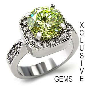 LOCALLY IN STOCK* R35 POSTAGE* 18K WHITE GOLD PLATED SIMULATED PERIDOT LADIES RING