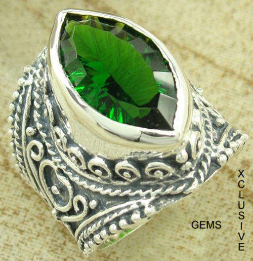 **In Stock** STERLING SILVER HALLMARKED SIMULATED PERIDOT RING