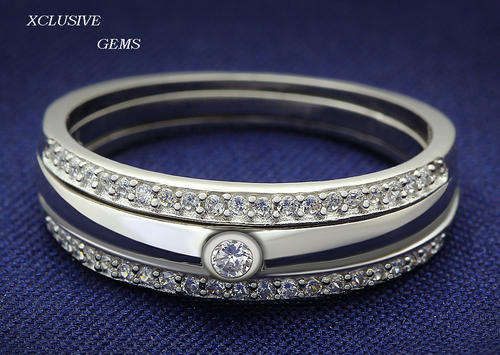 IN STOCK ** 925 HALLMARKED STERLING SILVER SIMULATED DIAMOND WEDDING RING SET