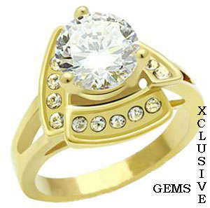 * R35 POSTAGE* GOLD PLATED SIMULATED DIAMOND LADIES RING