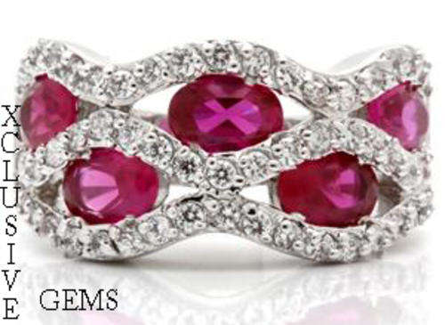 * R35 POSTAGE* 18K WHITE GOLD PLATED SIMULATED RUBY LADIES RING