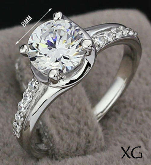 STERLING SILVER HALLMARKED SIMULATED DIAMOND RING