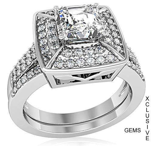 SPARKLING 18K WHITE GOLD PLATED SIMULATED DIAMOND LADIES RING