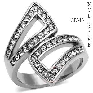 **GORGEOUS SIMULATED DIAMOND STAINLESS STEEL LADIES RING