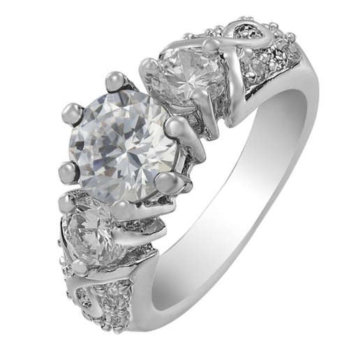 *LOCALLY IN STOCK* 18K WHITE GOLD PLATED SIMULATED DIAMOND LADIES RING