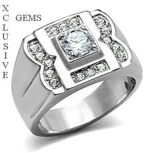 * LOCALLY IN STOCK*  STAINLESS STEEL SIMULATED DIAMOND MENS RING