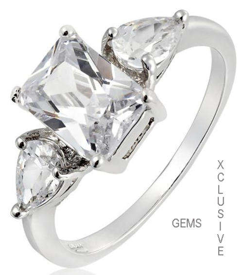 *LOCALLY IN STOCK*18K WHITE GOLD PLATED SIMULATED DIAMOND RING