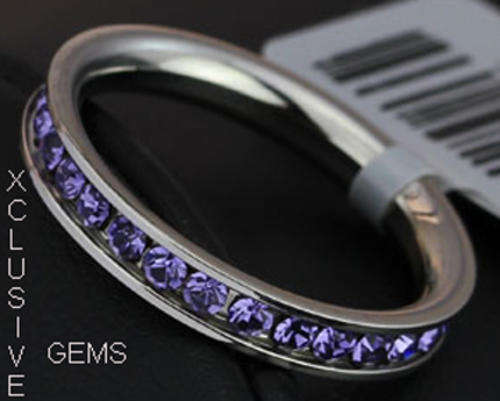 * R35 POSTAGE* STAINLESS STEEL SIMULATED AMETHYST LADIES RING