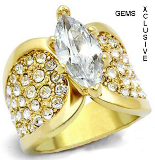 * R35 POSTAGE* 18K GOLD PLATED SIMULATED DIAMOND LADIES RING
