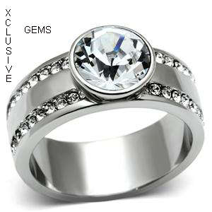 ** GORGEOUS STAINLESS STEEL SIMULATED DIAMOND RING